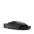 Jil Sander ruched leather slides - Black