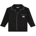 Dolce & Gabbana Kids logo-embroidered silk pajama shirt - Black
