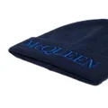 Alexander McQueen logo-embroidered cashmere beanie - Blue