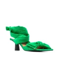 GANNI bow-detail 85mm sandals - Green