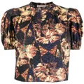 Ulla Johnson floral-print short-sleeved blouse - Black