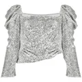 Simkhai Allura Hammered sequin-embellished blouse - Silver