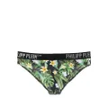 Philipp Plein floral-print gem-logo briefs - Green