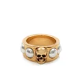 Alexander McQueen pearl skull-embellished ring - Gold
