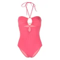 Ulla Johnson halterneck-fastening detail swimsuit - Pink