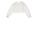 Monnalisa faux pearl-embellished denim jacket - White