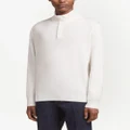Zegna half-zip fastening knit jumper - White