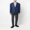 Kiton check-pattern cashmere blazer - Blue