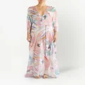 ETRO brushstroke-pattern V-neck maxi dress - Pink