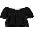 b+ab appliqué puff-sleeve blouse - Black