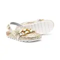 Monnalisa embellished chain-trim slippers - Gold