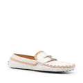 Tod's whipstitch buckled leather loafers - White
