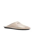 Balenciaga logo-print leather slippers - Neutrals