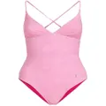 ETRO logo-patch detail swimsuit - Pink