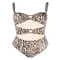 Moschino leopard-print chain-link swimsuit - Neutrals
