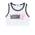 MSGM Kids logo-print cropped tank top - White