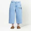 Marni embroidered-motifs wide-leg cropped jeans - Blue