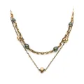 Alexander McQueen skull and pearl charm layered necklace - Gold