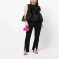 Cynthia Rowley floral-appliqué sleeveless peplum blouse - Black