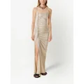Rabanne button-embellished ruched maxi dress - Gold