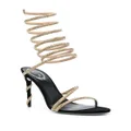 René Caovilla crystal-embellished wraparound 120mm sandals - Gold