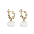 David Yurman 18kt yellow gold pearl diamond hoop earrings