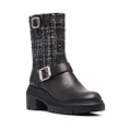 Stuart Weitzman Ryder tweed-panel leather boots - Black