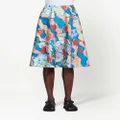 Marni floral-print A-line skirt - Blue