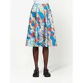 Marni floral-print A-line skirt - Blue