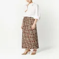 Valentino Garavani chain-link print virgin wool skirt - Brown
