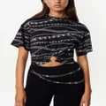 Rabanne chain-print cropped T-shirt - Black