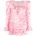 Alessandra Rich silk tie-dye ruffled mini dress - Pink