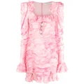Alessandra Rich silk tie-dye ruffled mini dress - Pink