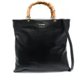 Jil Sander bamboo-handle leather tote bag - Black