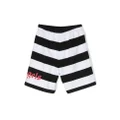 Palm Angels Kids logo-print striped cotton shorts - Black