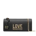Love Moschino logo-lettering faux leather shoulder bag - Black