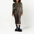 Balmain leopard-print straight skirt - Brown