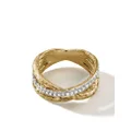 John Hardy 18kt yellow gold and sterling silver Crossover diamond ring