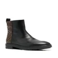 Calvin Klein monogram-print leather ankle boots - Black