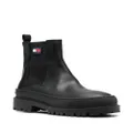 Tommy Jeans logo patch leather Chelsea boots - Black