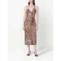 Carolina Herrera leopard print halterneck dress - Brown