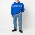 Michael Kors logo-embossed cotton hoodie - Blue