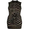 Balmain zebra-print knitted minidress - Black