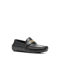 Moschino logo-plaque detail loafers - Black