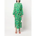 MSGM floral-print knotted shirt dress - Green