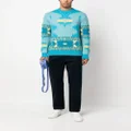 Alanui Icon jacquard-knit virgin wool jumper - Blue
