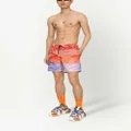 Dolce & Gabbana beach-print swim shorts - Red