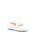 Tod's leather logo-plaque loafers - White