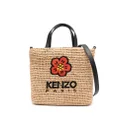 Kenzo Boke Flower straw tote bag - Neutrals