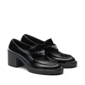 Prada brushed leather 85mm heeled loafers - Black